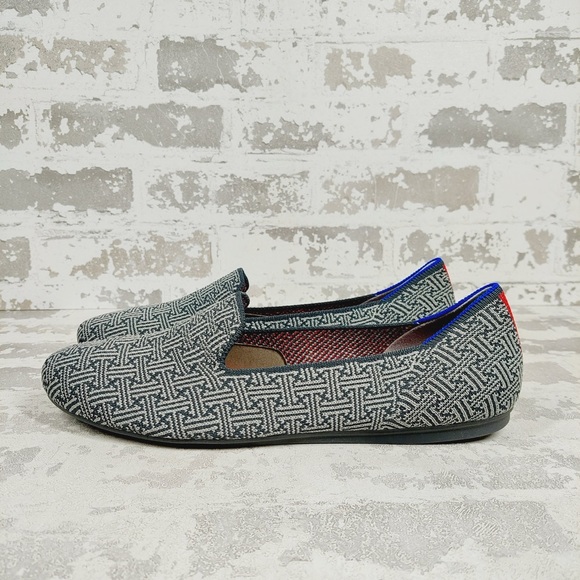 NEW Rothy's The Loafer Grey/Blue Patterned Slip On Round Toe Loafers C826